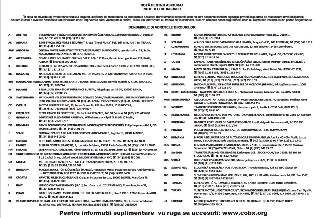 lista birouri asiguratori state membe carte verde